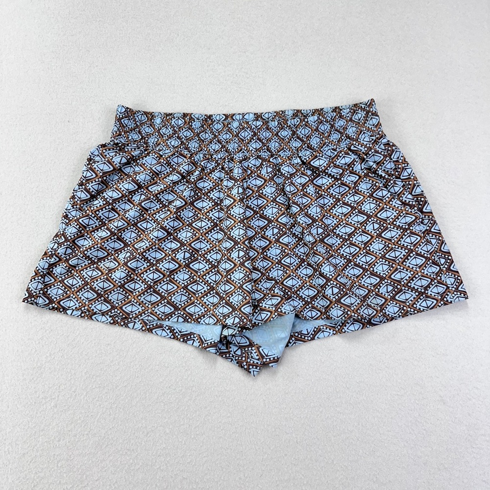 Toad&Co Boundless Shorts‎ Womens S Brown Blue Printed Nylon Stretch